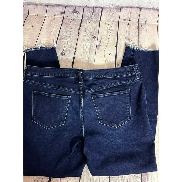 Universal Threads Dark Blue Cropped Jeans Red & White Stripe 16 NEW - Picture 14 of 16